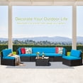 thumbnail image 2 of Vineego 7 Pieces Outdoor Patio Furniture Sets Wicker Sectional Sofa All-Weather PE Rattan Conversation Sets, Blue, 2 of 8