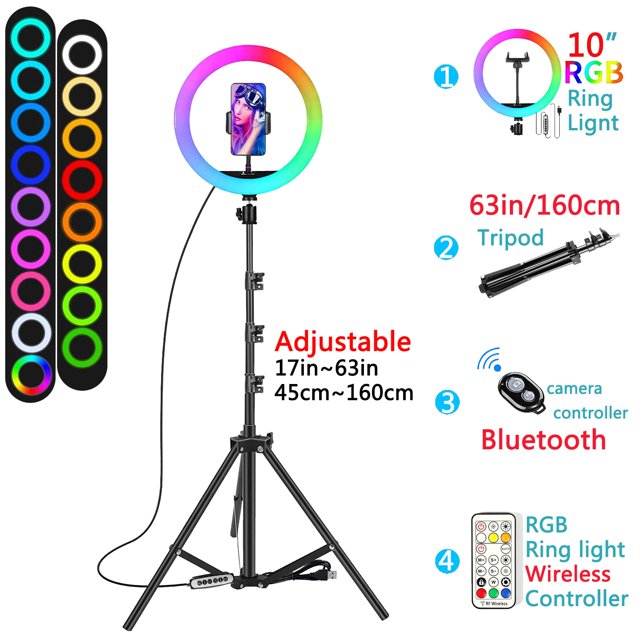 Anillo de luz para Selfie de 12 pulgadas y 30cm, trípode RGB, soporte para teléfono, anillo de luz para fotografía, luz de relleno circular, lámpara Led de Color, maquillaje Trepied Tan Jianjun unisex