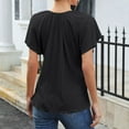 thumbnail image 6 of ITSAME Blouse for Womens, Ruffle Short Sleeve Hollow Up Lace-Up V Neck Elegant Casual Tops Black XL, 6 of 7