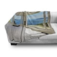 thumbnail image 3 of Modern Soft Flannel Fleece Blanket, Modern Hollywood Star Houses Inspired Design with Ocean Nature Forest View Art, Cozy Plush for Indoor and Outdoor Use, 60" x 80", White and Blue, by Ambesonne, 3 of 6