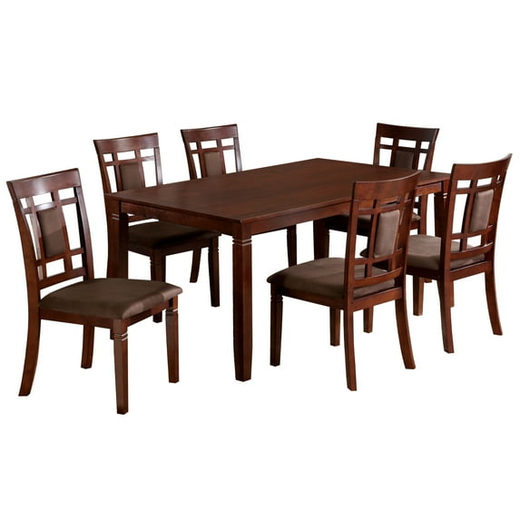 Furniture of America Benny Transitional 7-Piece Dining Set in Dark Cherry Wood Finish, Seats 6