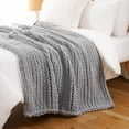 thumbnail image 4 of Battilo Light Grey Chunky Knit Throw Blanket,Handmade Cable Knit Crochet Blanket for Couch,50"x60", 4 of 9