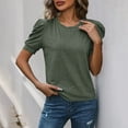 thumbnail image 6 of Sevevn Women's Loose Casual Solid Color Round Neck Short Sleeved Top Summer Gift Army Green XL, 6 of 7