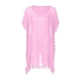 thumbnail image 4 of Swimsuit Cover up For Women Women's New Fashion Beach Sexy Solid Hem Cover Up Swimwear Pink One Size, 4 of 4