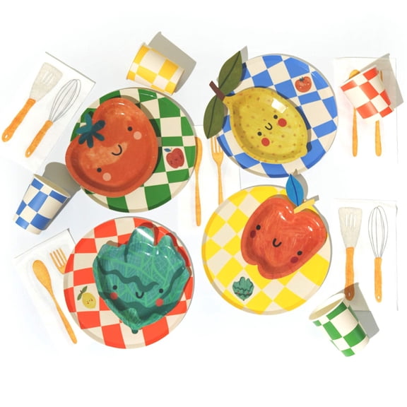 POP Party Supplies Chef Cooking Baking Themed Party Kit Checkered Disposable Serves 12