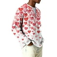 thumbnail image 3 of Fgvctg Romantic Valentine's Day Sweater Men Henley Collar Ribbed Knit Button Down Sweaters Love Heart Print Dressy Slim Fit Long Sleeve Pullover Sweater Spring Loose Clothes White 3XL, 3 of 5