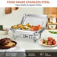 thumbnail image 3 of PRIJESSE 2-Pack Chafing Dish Buffet Set, 9 Qt Stainless Steel Foldable Catering Food Warmer Half Size Food Pan, 3 of 8