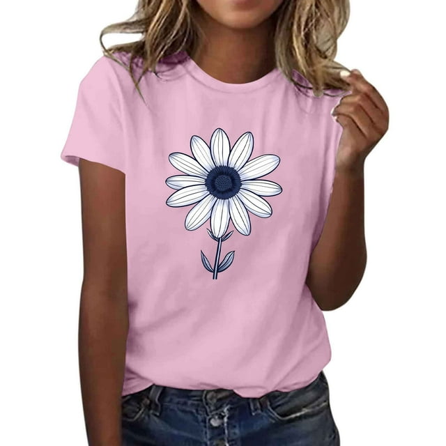 Yhmxh T-shirts pour Femmes T-shirt Imprimé pour Amoureuse Col Rond Manches Courtes Hauts d'Été pour Femmes T-shirts d'Été sous-Vêtements T-shirts pour Femmes