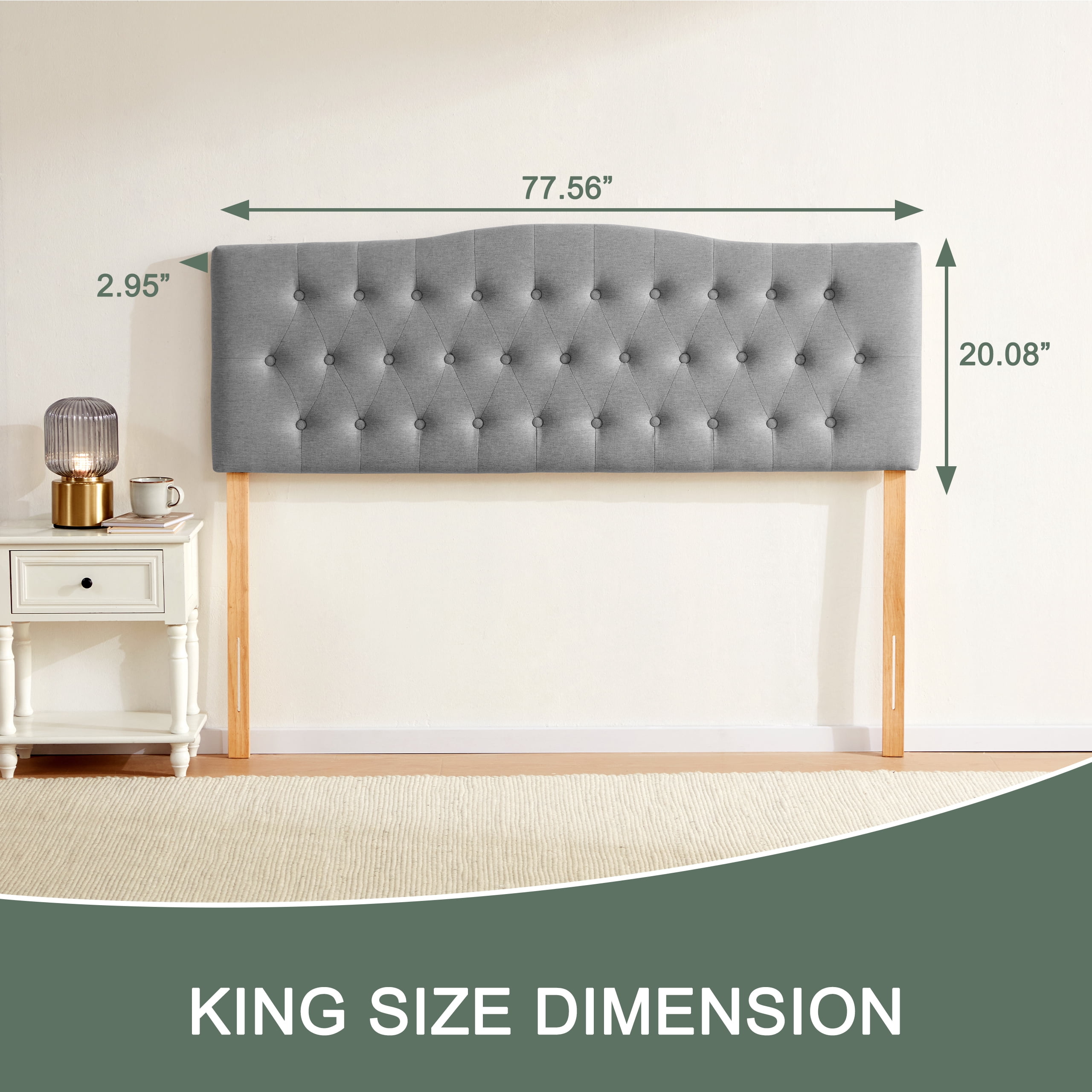 Weture Tufted Upholstered Headboard King Size , Adjustable Height, Gray