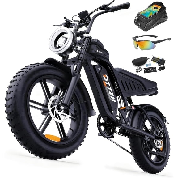 DTTZH Electric Bike for Adults, 750W Rated Motor, 60V/30Ah, 28 MPH, 100 Miles, E Mountain Bike, 20" x 4" Fat Tire Ebike, UL2849 Certified