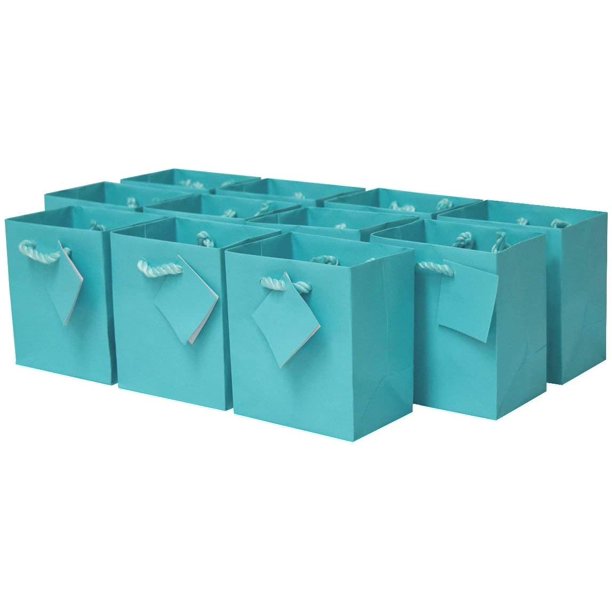 Turquoise Gift Bags With Handles Designer Solid Teal Paper Gift Wrap For Birthdays Party Favors Baby Shower Bachelorette Weddings Holidays Extra Small Size Bulk 4x2 75x4 5 12 Pcs Walmart Com Walmart Com