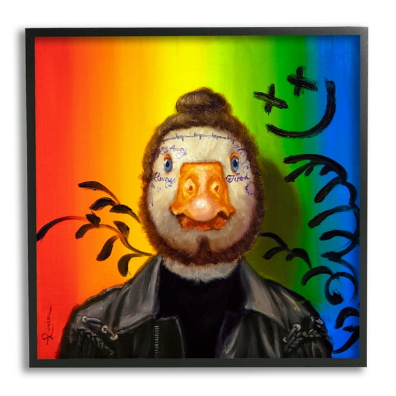 Stupell Industries Urban Hipster Duck Animals & Insects Painting Black Framed Art Print Wall Art, 12 x 12