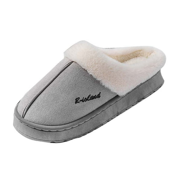 Wensltd Mens Slippers Solid Color Warm Lined House Winter Cotton Slippers with Memory Foam for Indoor Outdoor