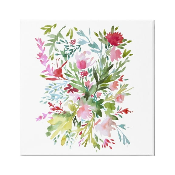 Stupell Industries Garden Flowers Pattern Botanical & Floral Painting Gallery Wrapped Canvas Print Wall Art, 17 x 17