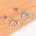 thumbnail image 3 of Belly Button Rings 14G Surgical Steel Handcuffs CZ Dangle Navel Piercing Body Jewelry, 3 of 4