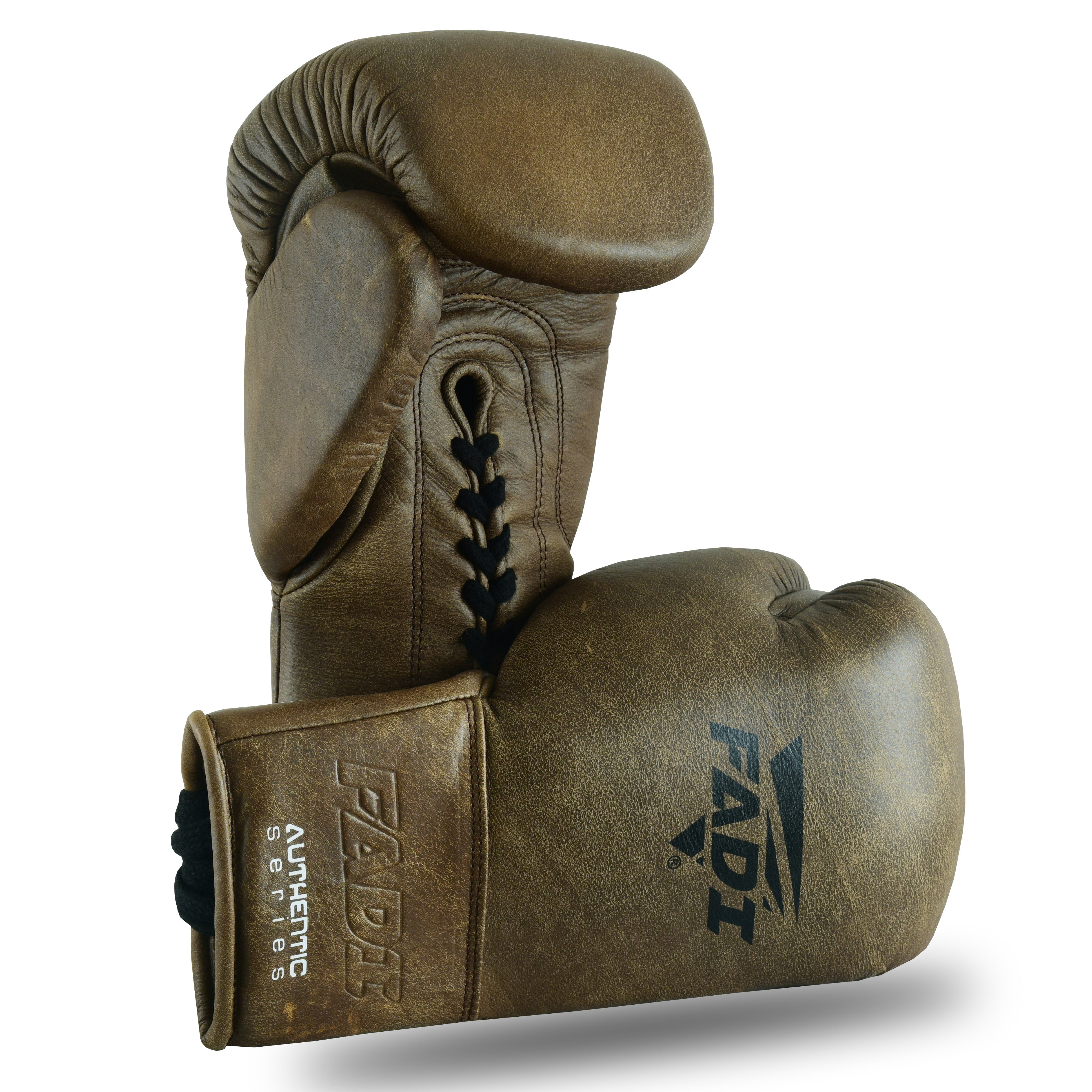 Fadi Sports A2 Lace-Up Boxing Gloves, for Training & Sparring, Cowhide Leather, Vintage Brown color - 14 oz
