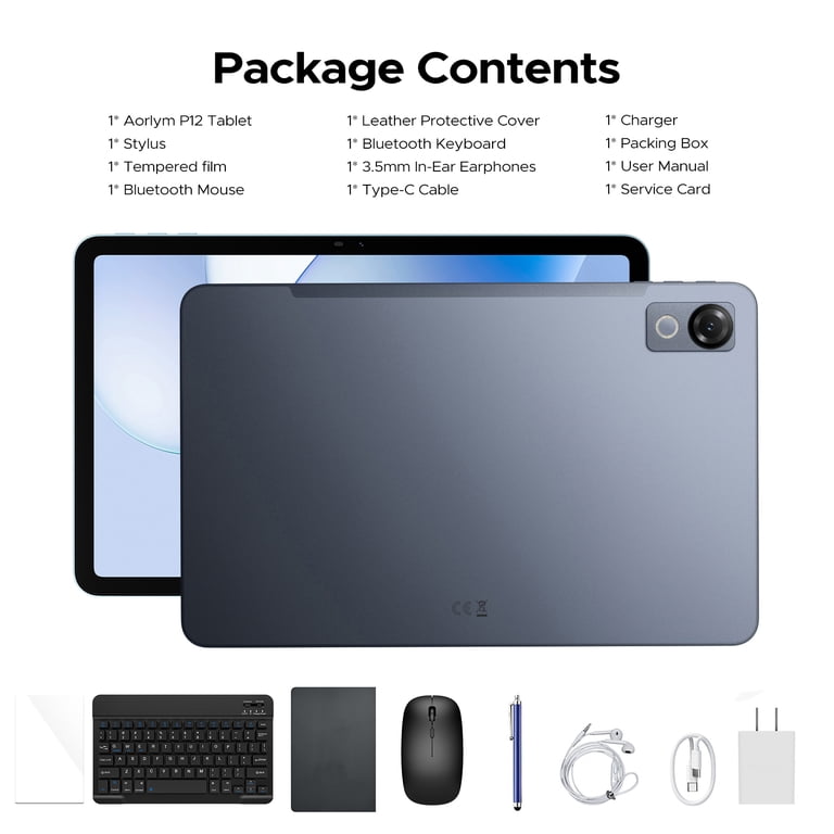 Aorlym P12 Tablet 12 inch, Android 16, 48GB RAM+128GB ROM/2TB TF