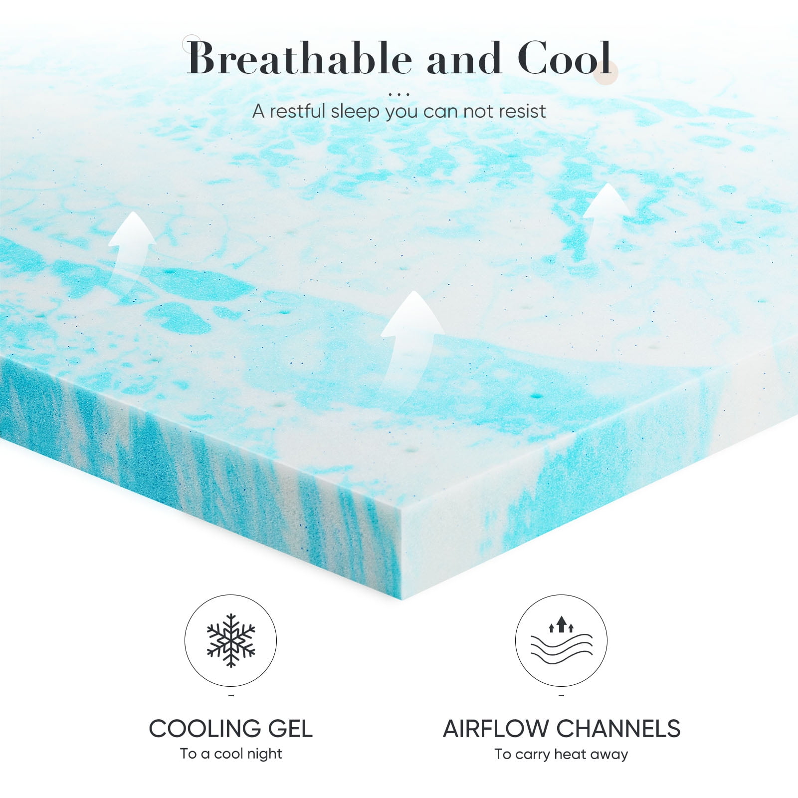 MAYEERTY 2" Memory Foam Mattress Non-Slip Bottom Durable Camping Mattress Guest Bed