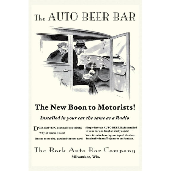 The Auto Beer Bar Art Print by Tousey, 12" x 18", Sold by Art.com