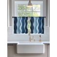 thumbnail image 3 of Sheer Curtains 45 Inch Length 2 Panels Set for Kitchen, Abstract Blue Moire Semi Sheer Curtains for Windows, Gradient Coastal Ocean Geometric Waves Voile Window Treatments Rod Pocket Curtain, 3 of 7