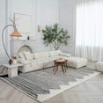 thumbnail image 6 of 5' X 8' Cream and Black Abstract Worn Faded Area Rug, 6 of 11