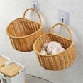 thumbnail image 6 of Topboutique Hanging Baskets,Woven Hanging Storage Baskets,Fruit Wall Storage Basket Organizer,Portable Rattan Flower Basket,Fruit Vegetable Rattan Box for Kitchen Home Restaurant, 6 of 8