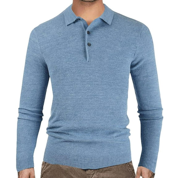 JTieacloth Pullover Casual Sweater Autumn And Winter Men's Sweaters Sweater Casual Solid Color Pullover Men(Blue)