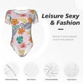 thumbnail image 6 of The Xecao Tropical Plants Women's Crew Neck Body Suit, a short-sleeved bodysuit and basic swimsuit, both comfort and style for dating and daily life, 6 of 9