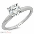 thumbnail image 5 of 1 ct Round Cut White Sapphire Solitaire 18K White Gold Womens Engagement Ring, 5 of 6