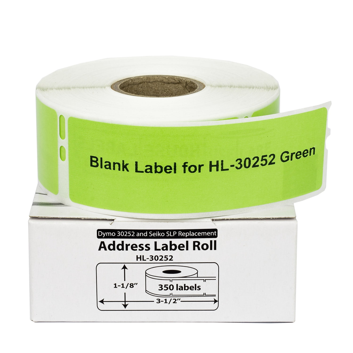 HOUSELABELS Compatible DYMO 30252 GREEN Address Labels (1-1/8" x 3-1/2"), strong permanent adhesive, compatible with DYMO LW 450, 4XL, Rollo & Zebra Desktop Printers, 12 Rolls /4200 Labels