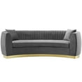 thumbnail image 1 of Contemporary Modern Urban Designer Living Room Lounge Club Lobby Sofa, Velvet Fabric Metal Steel, Grey Gray, 1 of 6