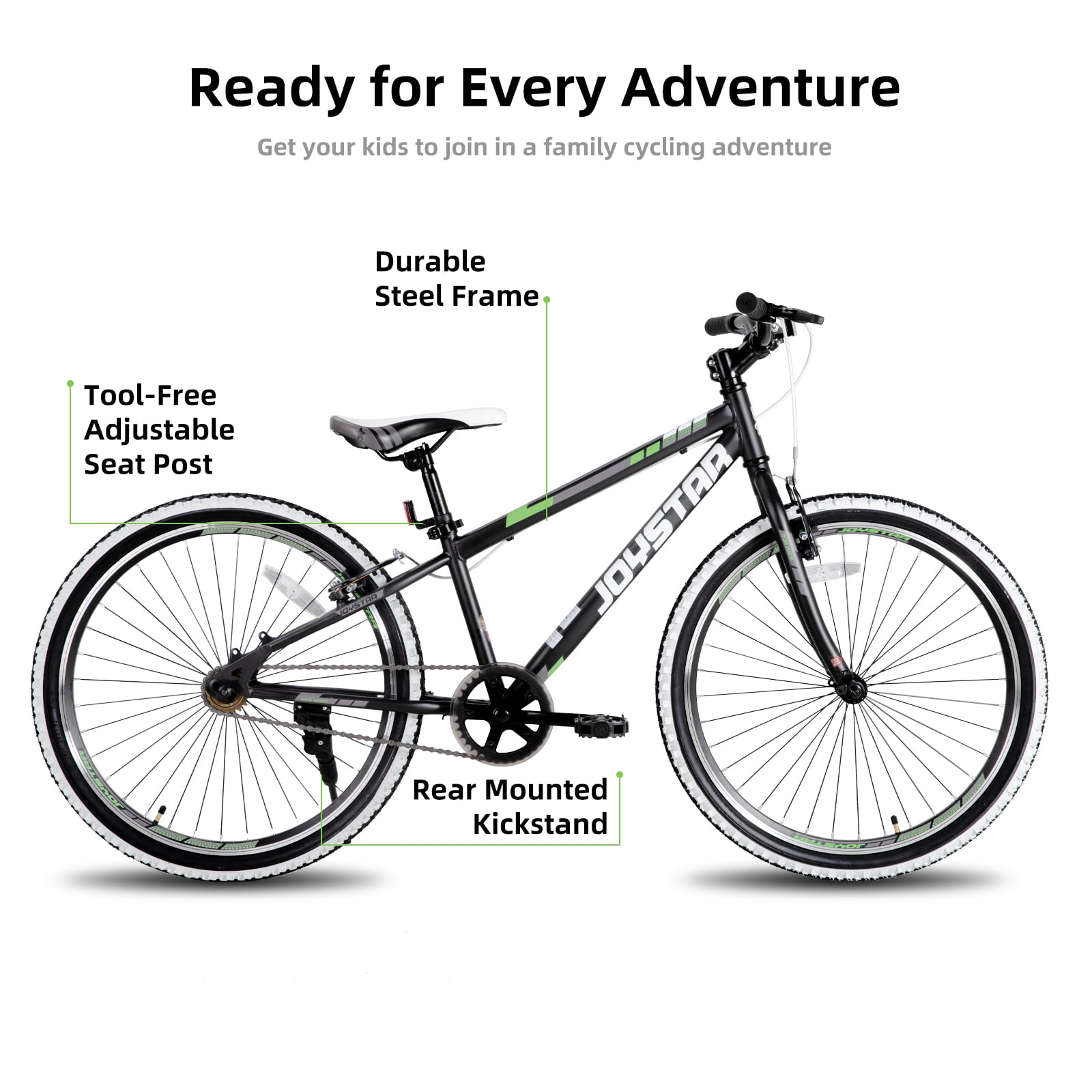 JOYSTAR Lubbock 20 24 Inch Kids Bike for Boys & Girls Ages 7-12 Years Hardtail Mountain Bike for Kids with 1-Speed/7-Speed Drivetrain, White Wall Knobby Tires, Kids' Bicycle