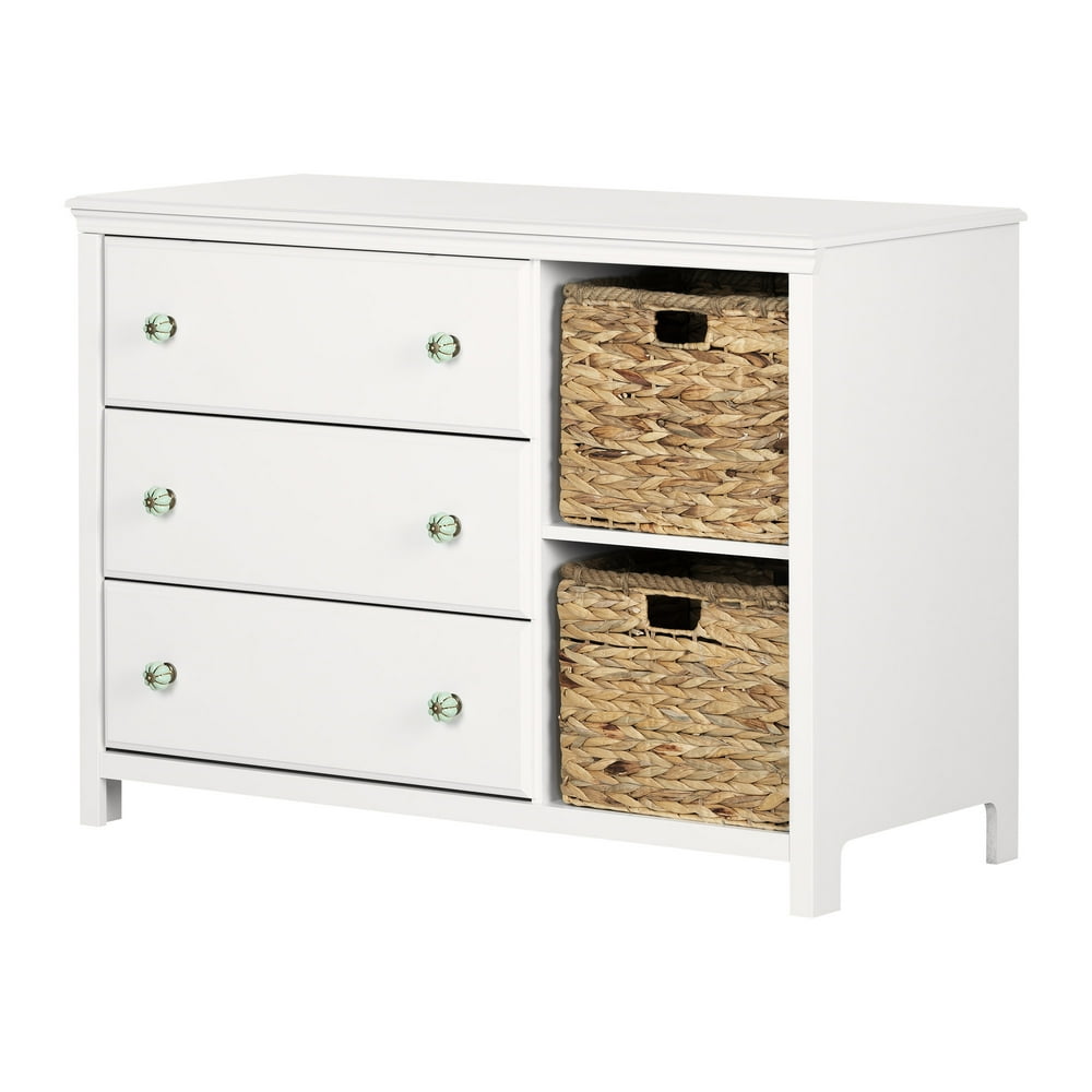 Balka 3Drawer Dresser with Baskets White