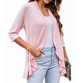 thumbnail image 3 of Women'S Open Front Cardigan 3/4 Sleeve Draped Soft Knit Sweaters Pink XXL, 3 of 7