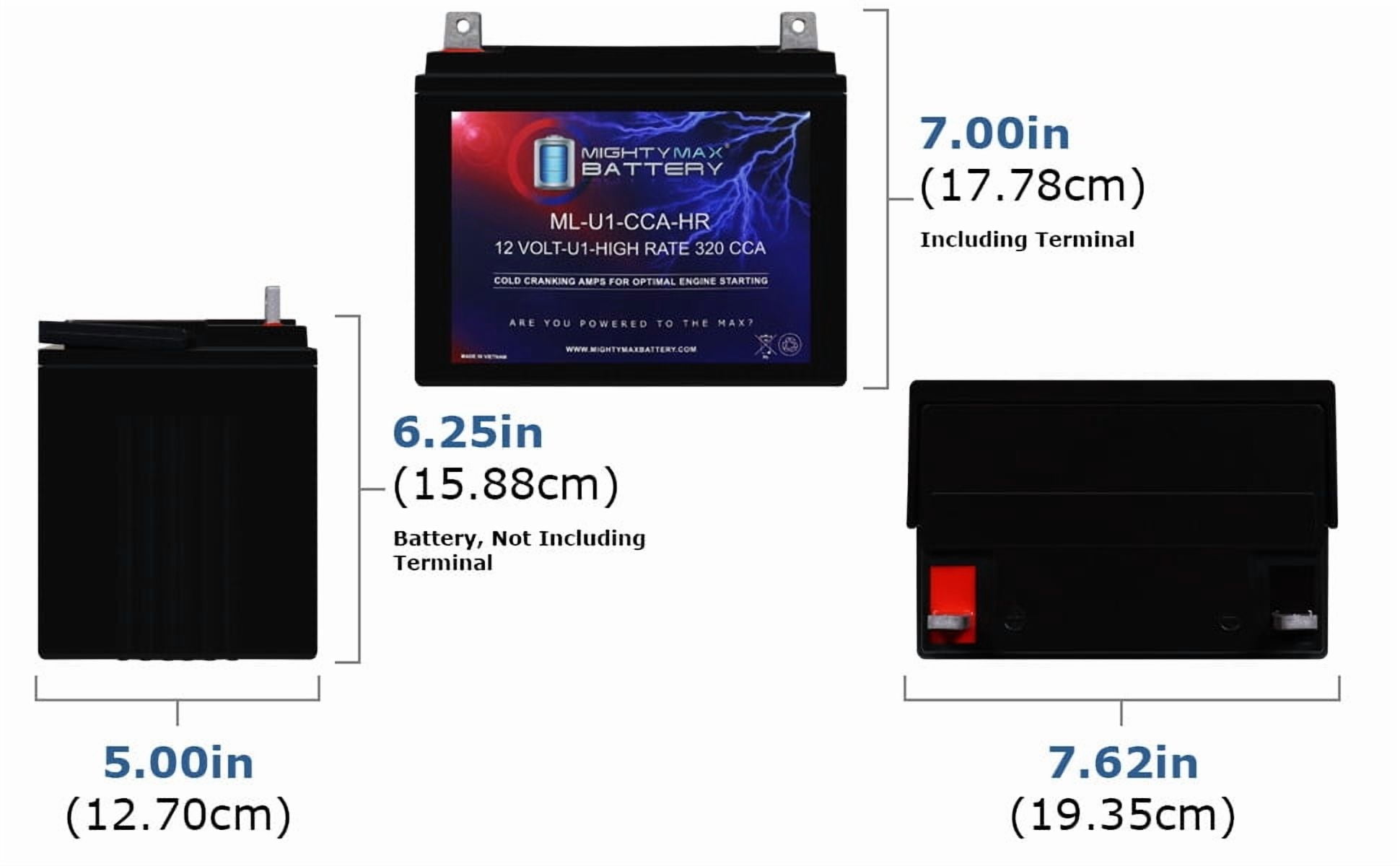 Free Shipping! ML-U1-CCAHR 12V 320CCA Battery for Kubota ZG222