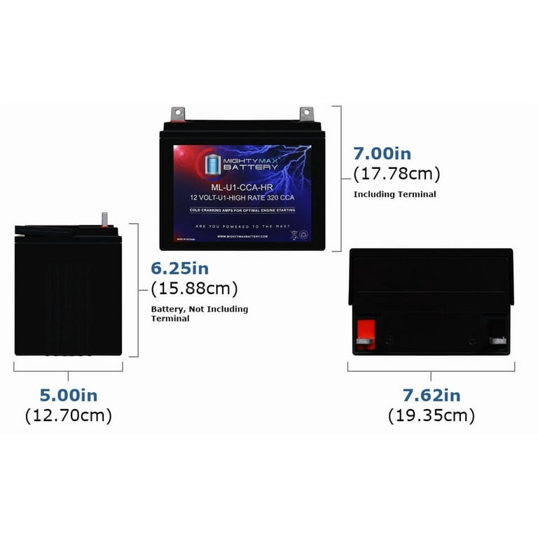 ML-U1-CCAHR 12V 320CCA Battery for Kubota ZG327 Turf Tractor Mower