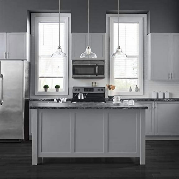 Linea di Liara Lucera Modern Farmhouse Pendant Light Fixture Ceiling Hanging Large Glass Pendant Lighting for Kitchen Island Brushed Nickel Pendant Light Over Sink Light Fixtures,