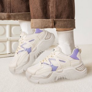 CATIEBYE 1Pair Femmes Athletic Shoes Chunky Sneakers Beige confortable semelle épaisse pour toute la journée