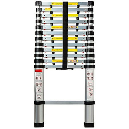 OxGord Aluminum Telescopic Ladder 12.5 FT Heavy Duty Commercial Grade - Extendible Work Light Weight Multi-Purpose System Steps for Library, Attic & Household Use Cleaning Windows - 330 LB (Best Multi Position Ladder)