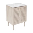 thumbnail image 3 of Bron 24" Freestanding Bathroom Vanity in White Oak with 3-Hole Widespread Sink Top, 3 of 7