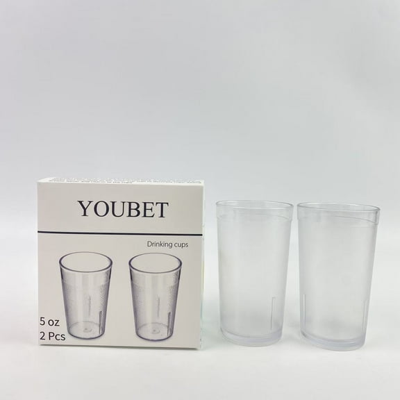 YOUBET Drinking cups,Plastic Drinking Glasses Set 5 oz Clear Plastic Tumblers Stackable Frosted Cup Reusable Drinking Glasses Cups Bulk for Weddings Party Restaurant Kitchen