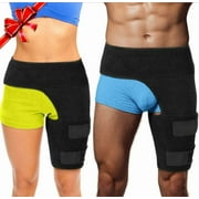Aptoco Hip Brace Thigh Compression Sleeve Groin Support for Men Women Black Hip Support for Sciatica Nerve Pain Relief Groin Wrap for Hips 32"-44" Both Legs, Christmas Gifts