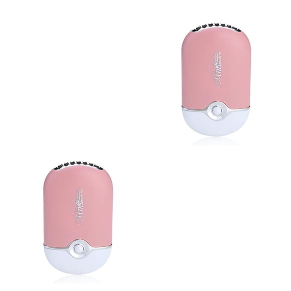 Vogacara Mini ventilador para injerto de pestañas, funcionamiento portátil con botón de mano, enfriador de 5V con cuerda colgante, secador de Rosado 2piezas