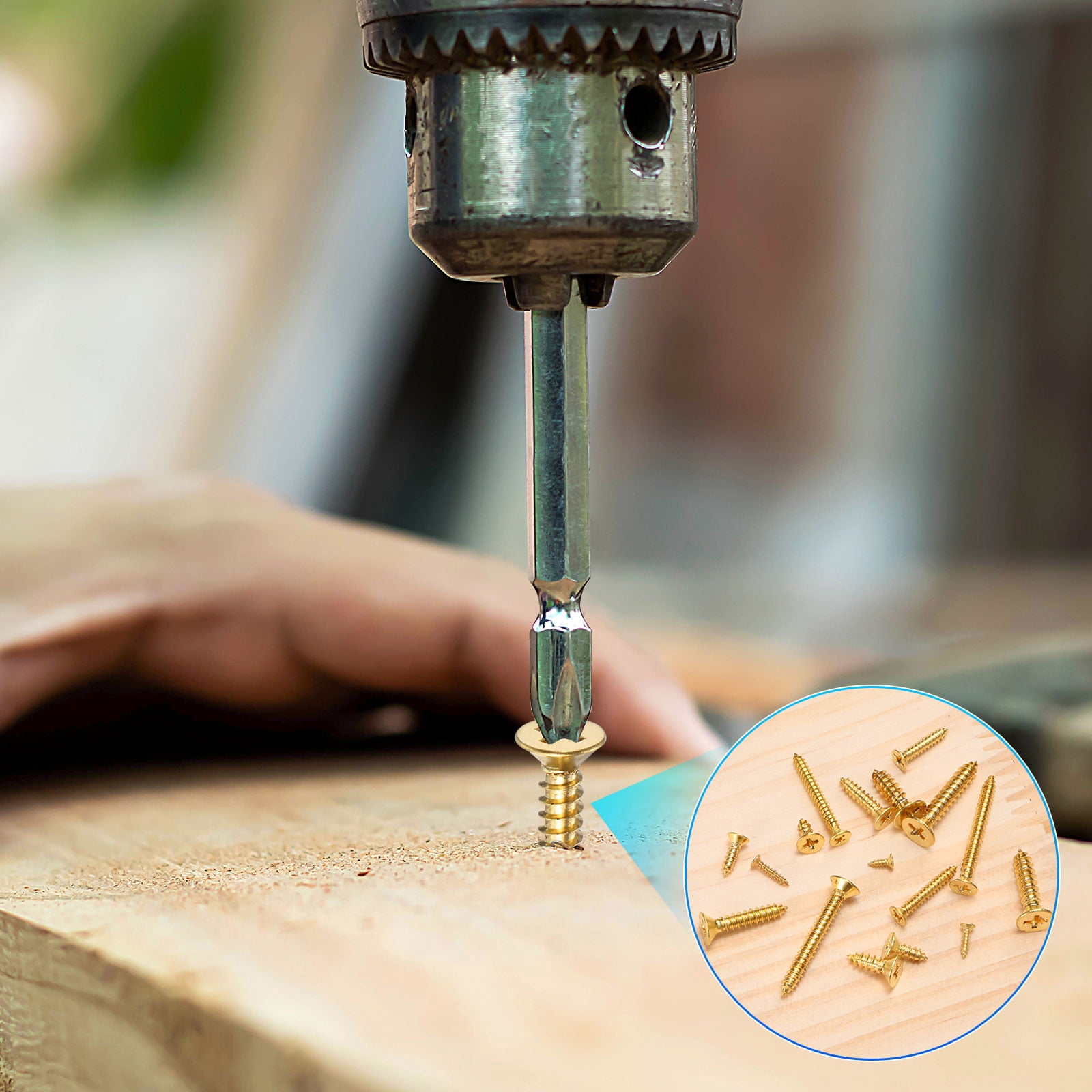 Uxcell 100-Pack Wood Screws, M5 x 20mm Brass Phillips Flat Head