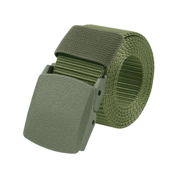 CINTURÓN UNISEX DE EXTERIOR INSPIRE CHIC CINTURONES DE LONA DE NYLON CON BROCHE DE PLÁSTICO TRANSPIRABLE PARA PANTALONES Y FALDAS 123x3.8cm/48.4x1.5" Verde