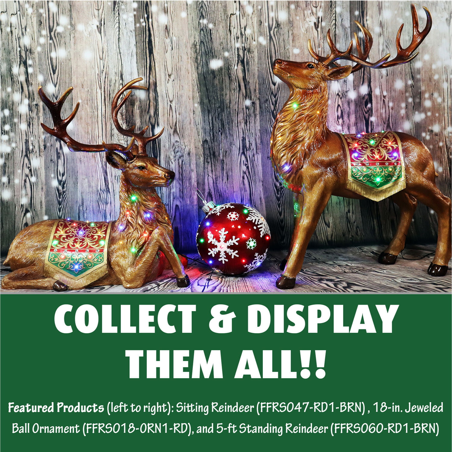 Set Of 2 Stunning Jewelled Mum And Baby Deer Christmas Display