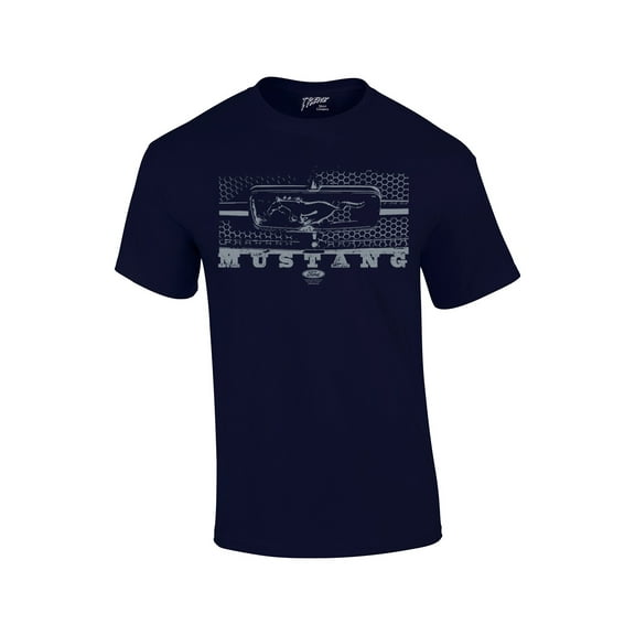Ford Mustang Grill Legend Honeycomb Grill and Pony Emblem Classic Racing Performance Race Muscle Car T-shirt Emblem Logo-Navy-XXXL