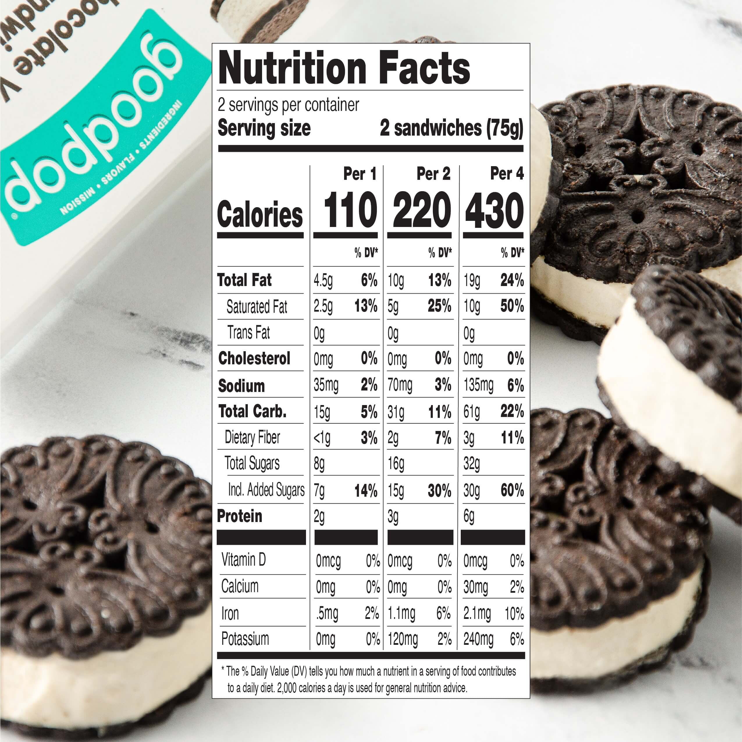 GoodPop Chocolate Vanilla Sandwiches Dairy-Free Oat Milk Frozen Dessert, 4 CT
