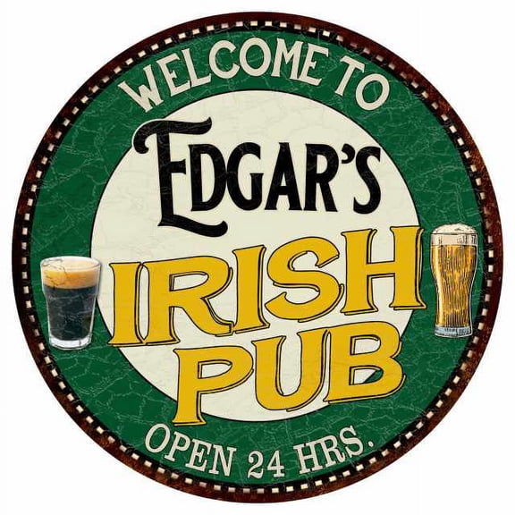 Edgar's Irish Pub 14" Round Metal Sign Kitchen Bar Wall Decor 100140036158
