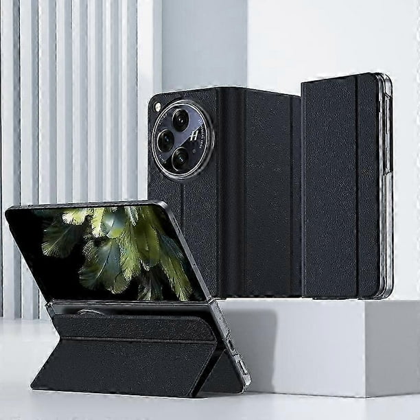 Plain Leather Case-film Integral All-inclusive Phone Case with Holder For OPPO Find N3